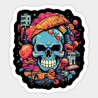 Skull crazy doodle classic tshirt Sticker